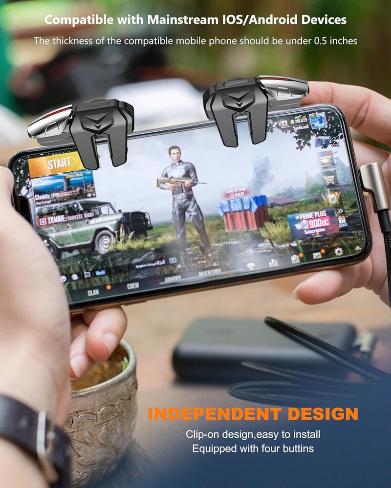 ACEDAYS Mobile Phone Controller for Android & iPhone, 6 Trigger Game Controller Compatible with PUBG Mobile/Knives Out/Call of Duty Mobile, Phone Triggers for Gaming with Sensitive Shoot and Aim - Image 3
